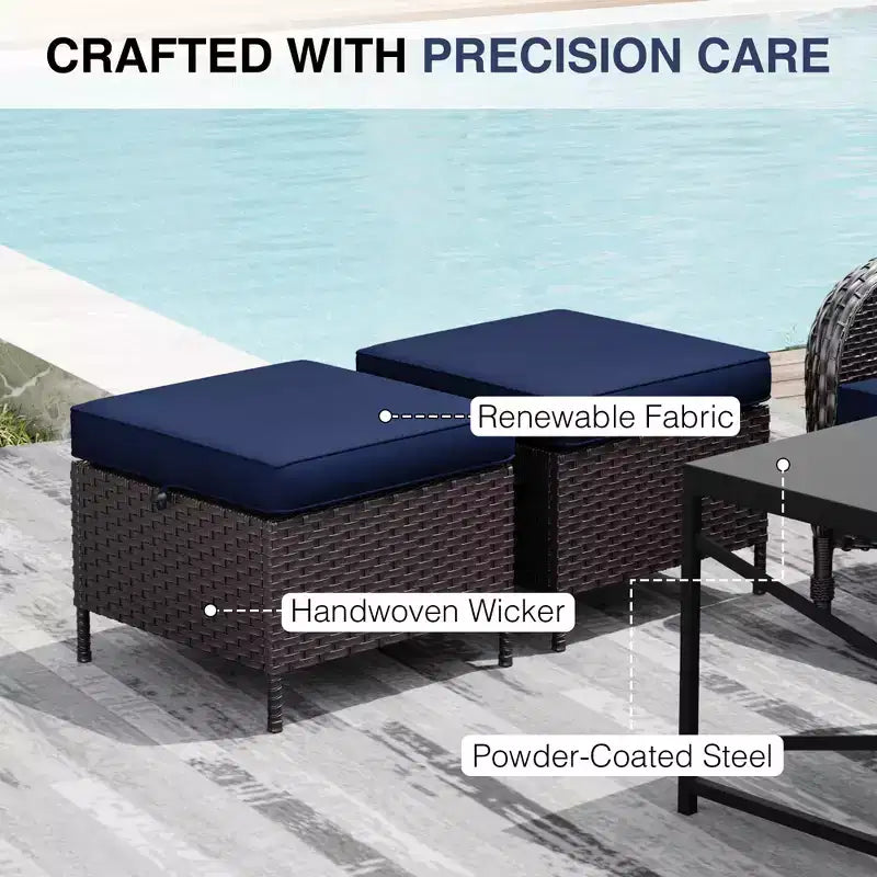 Set da patio per esterni UPTIOT: 2 sedie in vimini e 2 poggiapiedi per il massimo comfort e durata