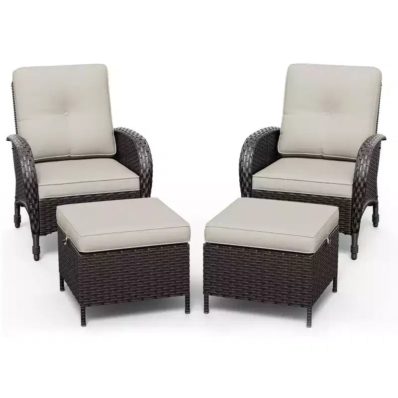 Set da patio per esterni UPTIOT: 2 sedie in vimini e 2 poggiapiedi per il massimo comfort e durata