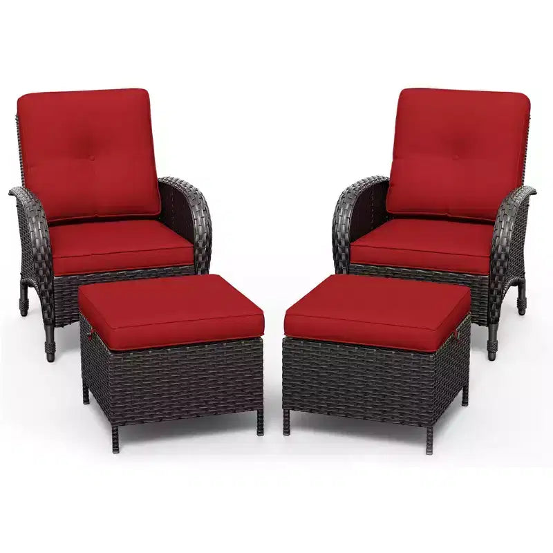 Set da patio per esterni UPTIOT: 2 sedie in vimini e 2 poggiapiedi per il massimo comfort e durata