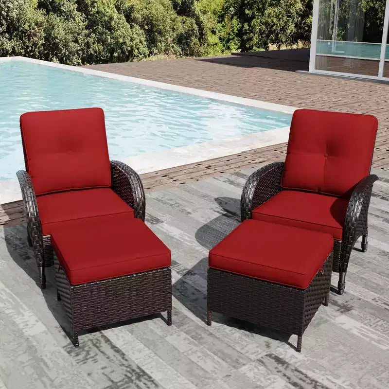 Set da patio per esterni UPTIOT: 2 sedie in vimini e 2 poggiapiedi per il massimo comfort e durata