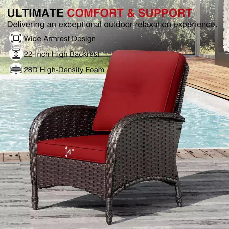 Set da patio per esterni UPTIOT: 2 sedie in vimini e 2 poggiapiedi per il massimo comfort e durata