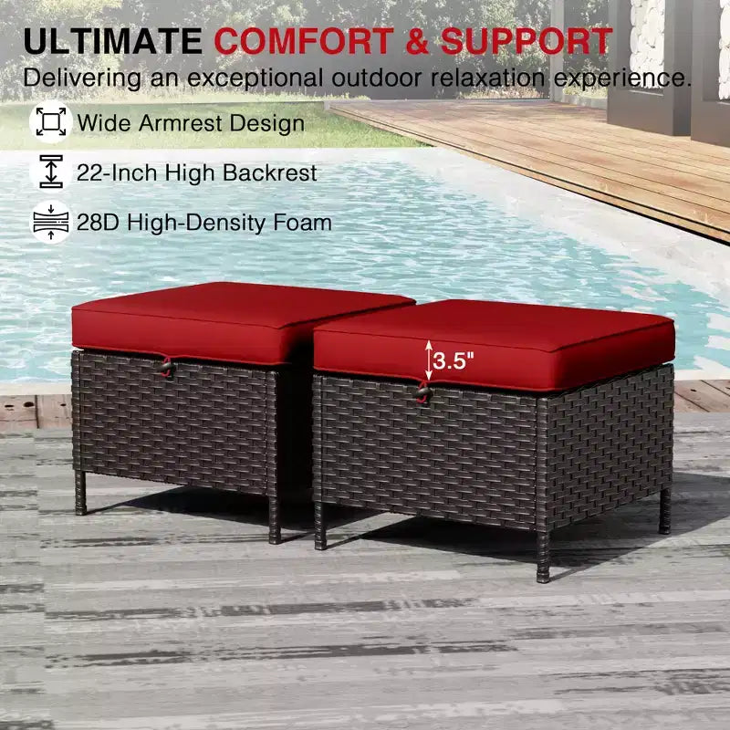 Set da patio per esterni UPTIOT: 2 sedie in vimini e 2 poggiapiedi per il massimo comfort e durata