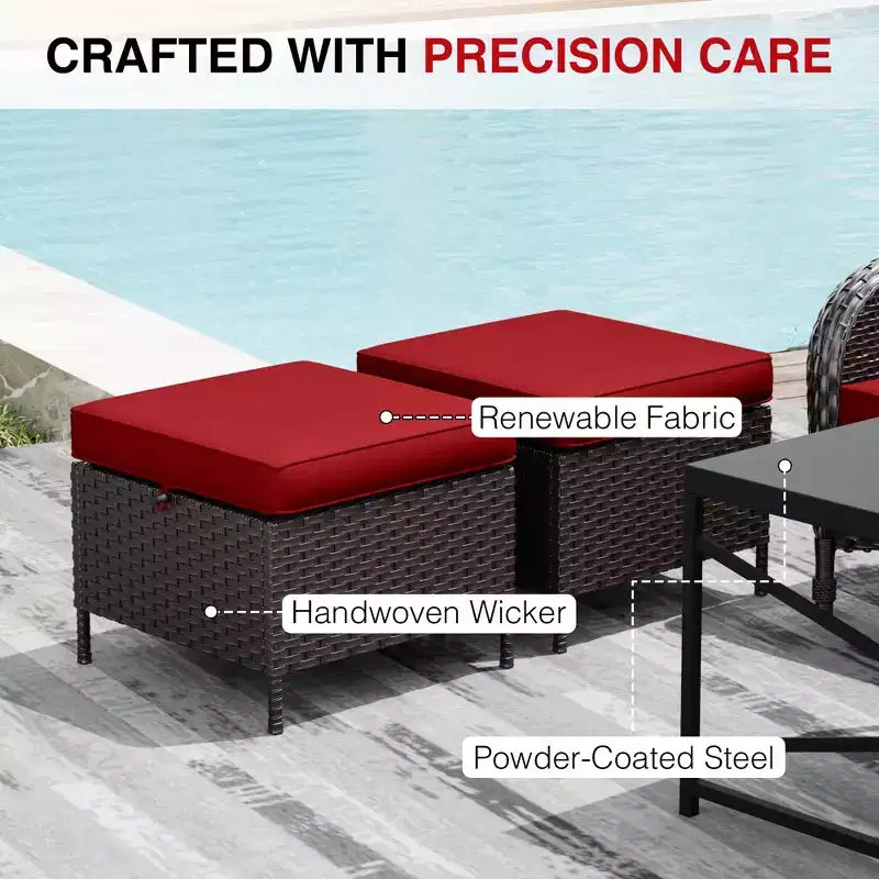 Set da patio per esterni UPTIOT: 2 sedie in vimini e 2 poggiapiedi per il massimo comfort e durata