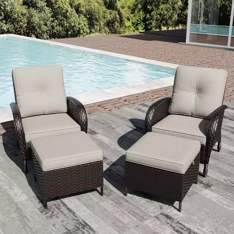 Set da patio per esterni UPTIOT: 2 sedie in vimini e 2 poggiapiedi per il massimo comfort e durata