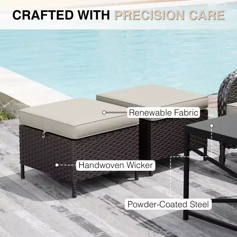 Set da patio per esterni UPTIOT: 2 sedie in vimini e 2 poggiapiedi per il massimo comfort e durata