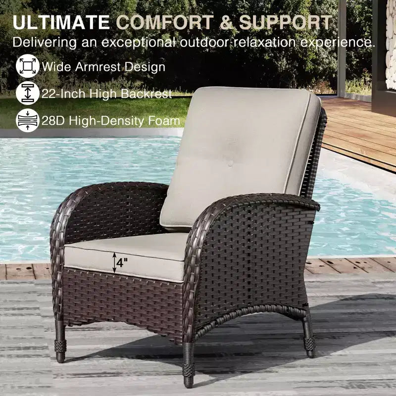Set da patio per esterni UPTIOT: 2 sedie in vimini e 2 poggiapiedi per il massimo comfort e durata