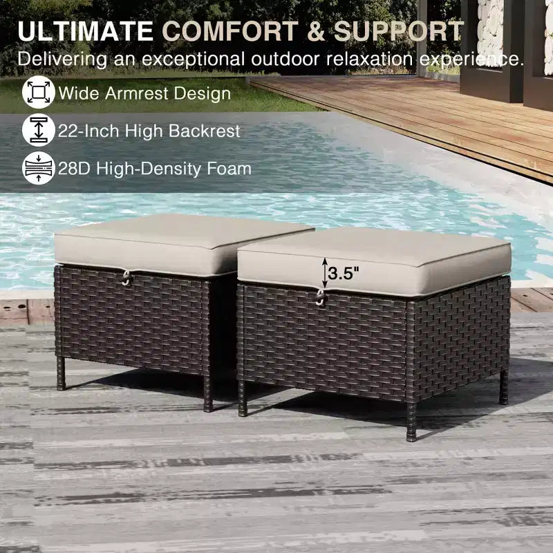 Set da patio per esterni UPTIOT: 2 sedie in vimini e 2 poggiapiedi per il massimo comfort e durata