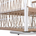Set di mobili da esterno Boho moderno, 3 pezzi con sedie girevoli da patio con struttura in acciaio e tavolino in vetro per giardino o bordo piscina - Panipeachy