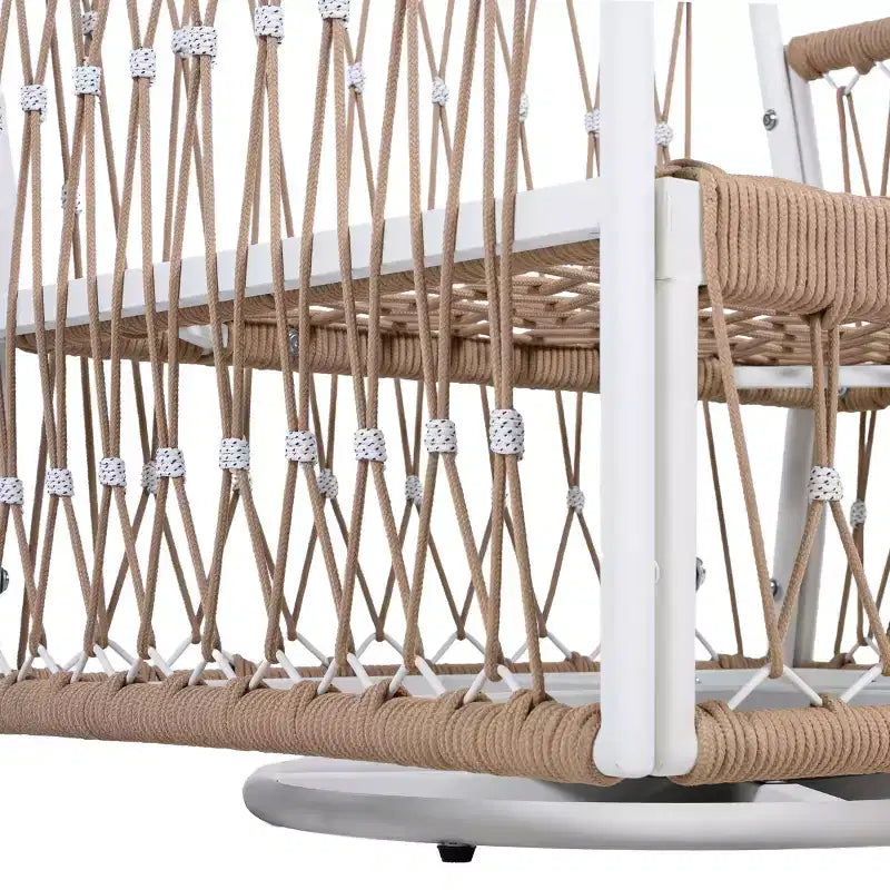 Set di mobili da esterno Boho moderno, 3 pezzi con sedie girevoli da patio con struttura in acciaio e tavolino in vetro per giardino o bordo piscina - Panipeachy