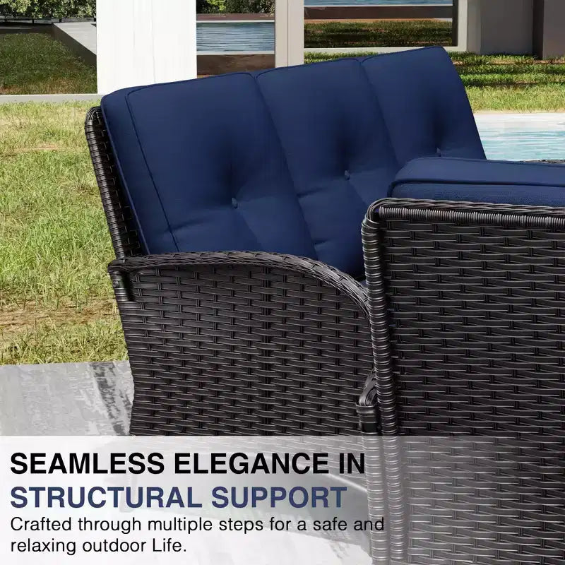Set di sedie girevoli da esterno UPTIOT: 1 divano, 4 sedie girevoli, 2 pouf e design resistente alle intemperie