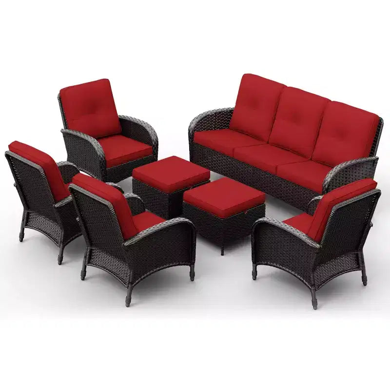 Set di sedie girevoli da esterno UPTIOT: 1 divano, 4 sedie girevoli, 2 pouf e design resistente alle intemperie