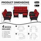 Set di sedie girevoli da esterno UPTIOT: 1 divano, 4 sedie girevoli, 2 pouf e design resistente alle intemperie