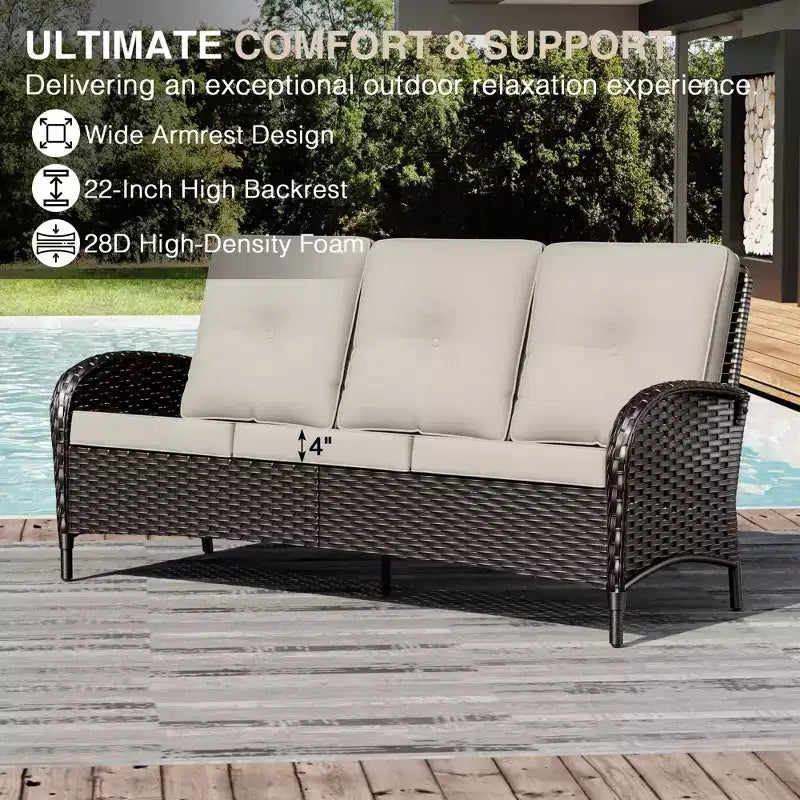 Set di sedie girevoli da esterno UPTIOT: 1 divano, 4 sedie girevoli, 2 pouf e design resistente alle intemperie