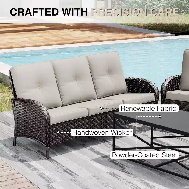 Set di sedie girevoli da esterno UPTIOT: 1 divano, 4 sedie girevoli, 2 pouf e design resistente alle intemperie