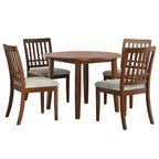 Set tavolo da pranzo rotondo da 5 pezzi GDFStudio Turner con 1 tavolo da pranzo pieghevole in legno e 4 sedie imbottite