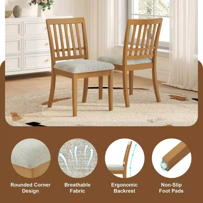 Set tavolo da pranzo rotondo da 5 pezzi GDFStudio Turner con 1 tavolo da pranzo pieghevole in legno e 4 sedie imbottite
