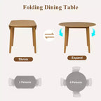 Set tavolo da pranzo rotondo da 5 pezzi GDFStudio Turner con 1 tavolo da pranzo pieghevole in legno e 4 sedie imbottite