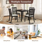 Set tavolo da pranzo rotondo da 5 pezzi GDFStudio Turner con 1 tavolo da pranzo pieghevole in legno e 4 sedie imbottite