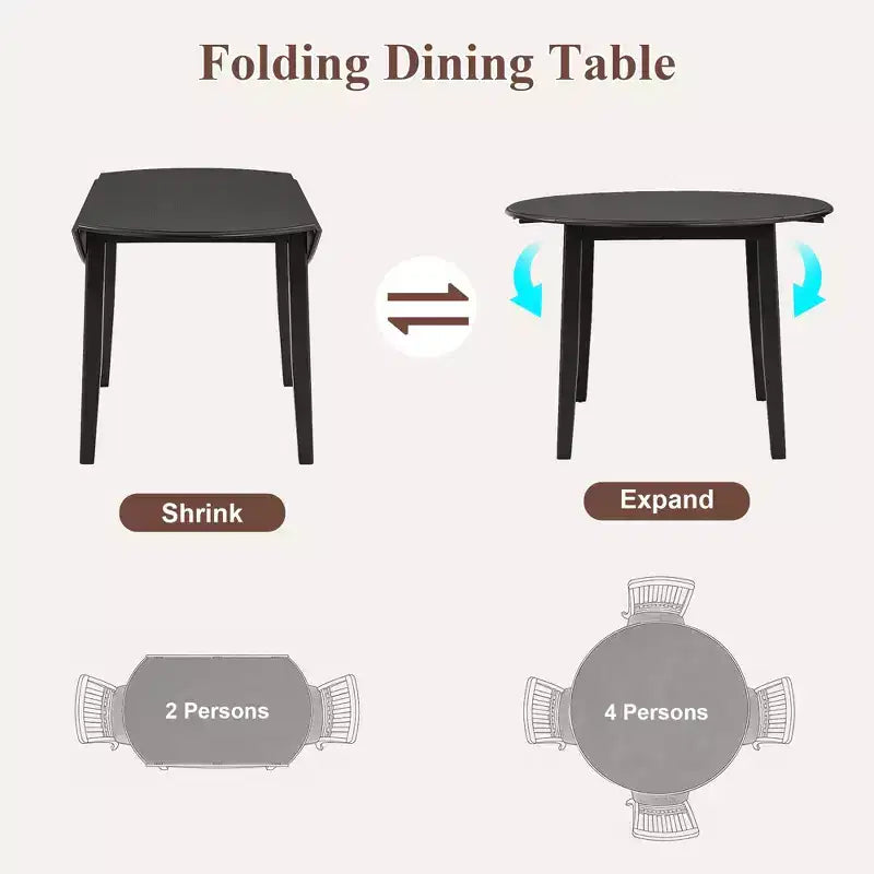 Set tavolo da pranzo rotondo da 5 pezzi GDFStudio Turner con 1 tavolo da pranzo pieghevole in legno e 4 sedie imbottite
