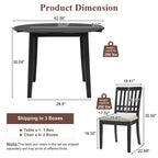 Set tavolo da pranzo rotondo da 5 pezzi GDFStudio Turner con 1 tavolo da pranzo pieghevole in legno e 4 sedie imbottite