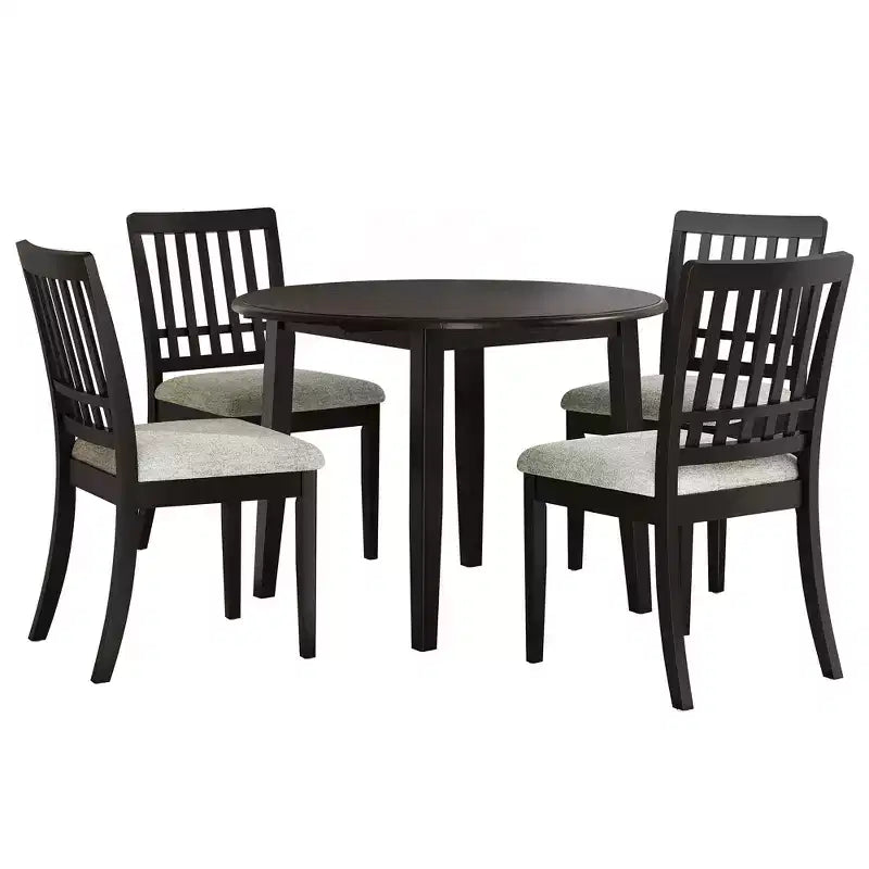 Set tavolo da pranzo rotondo da 5 pezzi GDFStudio Turner con 1 tavolo da pranzo pieghevole in legno e 4 sedie imbottite
