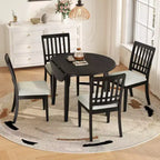 Set tavolo da pranzo rotondo da 5 pezzi GDFStudio Turner con 1 tavolo da pranzo pieghevole in legno e 4 sedie imbottite