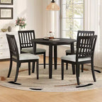 Set tavolo da pranzo rotondo da 5 pezzi GDFStudio Turner con 1 tavolo da pranzo pieghevole in legno e 4 sedie imbottite