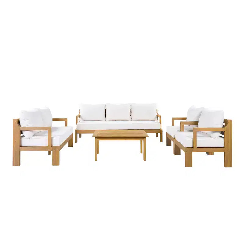 Set da giardino moderno 5 pezzi Christopher Knight Home Letizia in legno di acacia con tavolino da caffè