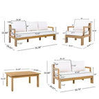 Set da giardino moderno 5 pezzi Christopher Knight Home Letizia in legno di acacia con tavolino da caffè