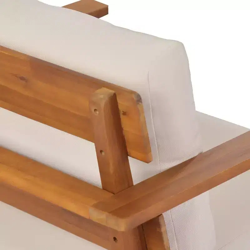 Set di mobili da esterno 2/4 pezzi, set da conversazione per patio, set di mobili da giardino con tavolino, sedia, divanetto e cuscini, Teak + Beige - ModernLuxe