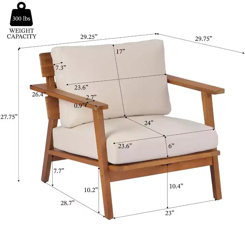 Set di mobili da esterno 2/4 pezzi, set da conversazione per patio, set di mobili da giardino con tavolino, sedia, divanetto e cuscini, Teak + Beige - ModernLuxe