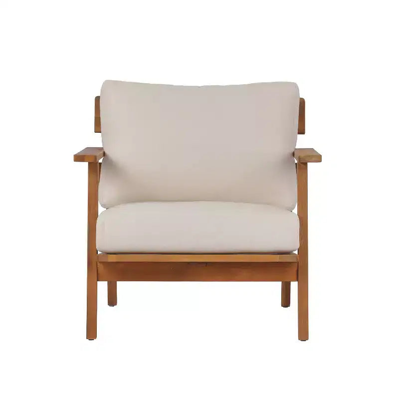 Set di mobili da esterno 2/4 pezzi, set da conversazione per patio, set di mobili da giardino con tavolino, sedia, divanetto e cuscini, Teak + Beige - ModernLuxe