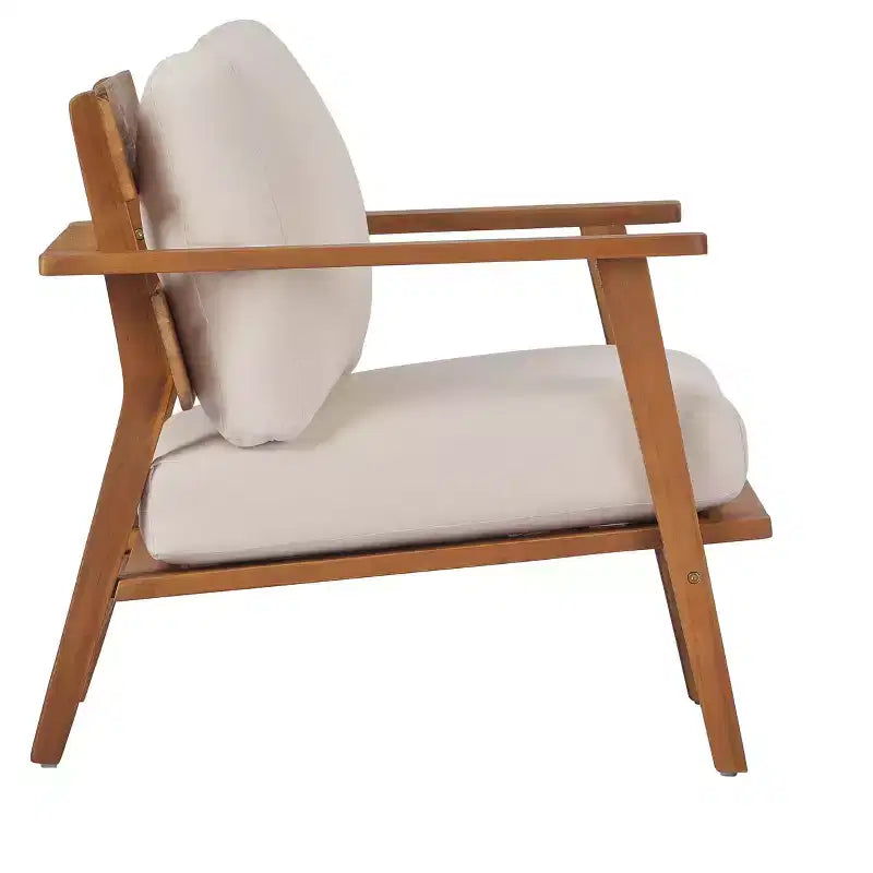 Set di mobili da esterno 2/4 pezzi, set da conversazione per patio, set di mobili da giardino con tavolino, sedia, divanetto e cuscini, Teak + Beige - ModernLuxe