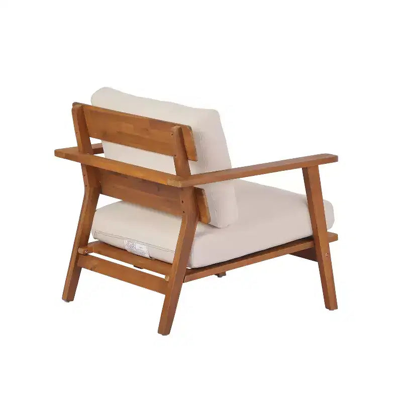 Set di mobili da esterno 2/4 pezzi, set da conversazione per patio, set di mobili da giardino con tavolino, sedia, divanetto e cuscini, Teak + Beige - ModernLuxe
