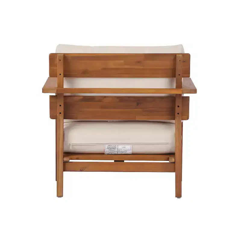 Set di mobili da esterno 2/4 pezzi, set da conversazione per patio, set di mobili da giardino con tavolino, sedia, divanetto e cuscini, Teak + Beige - ModernLuxe