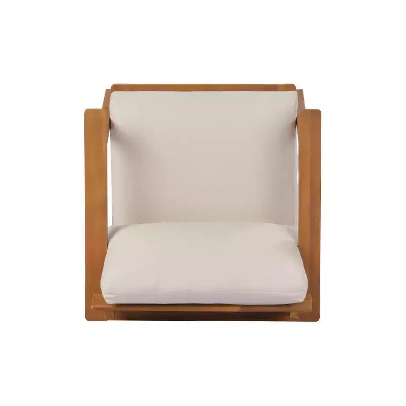 Set di mobili da esterno 2/4 pezzi, set da conversazione per patio, set di mobili da giardino con tavolino, sedia, divanetto e cuscini, Teak + Beige - ModernLuxe