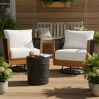 Set di 3 pezzi da patio Christopher Knight Home Ananda Modern con sedie girevoli in legno di acacia e tavolo dal design a corda
