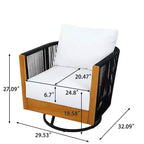 Set di 3 pezzi da patio Christopher Knight Home Ananda Modern con sedie girevoli in legno di acacia e tavolo dal design a corda