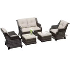 Set da salotto da esterno UPTIOT con divanetto, sedie e pouf