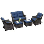 Set da salotto da esterno UPTIOT con divanetto, sedie e pouf