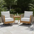 Christopher Knight Home Minh Moderno Set da 3 Pezzi per Patio con Sedie Girevoli in Acacia, Design in Corda e Tavolino a Doghe