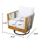 Christopher Knight Home Minh Moderno Set da 3 Pezzi per Patio con Sedie Girevoli in Acacia, Design in Corda e Tavolino a Doghe