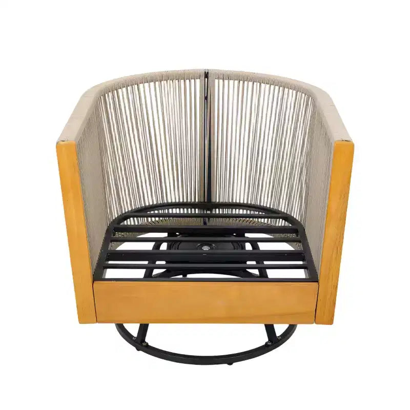 Christopher Knight Home Minh Moderno Set da 3 Pezzi per Patio con Sedie Girevoli in Acacia, Design in Corda e Tavolino a Doghe