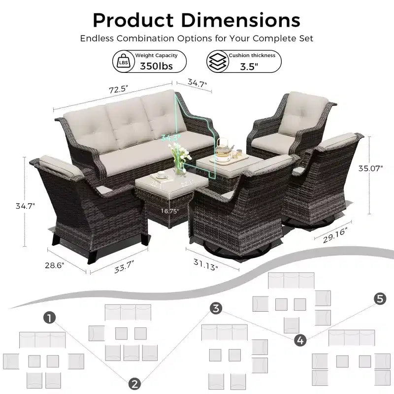 Set Modulare Premium da Esterno UPTIOT con Divano Lounge e Sedie