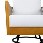Sedia girevole da patio moderna Christopher Knight Home Stellan in legno di acacia e corda con tavolino a doghe
