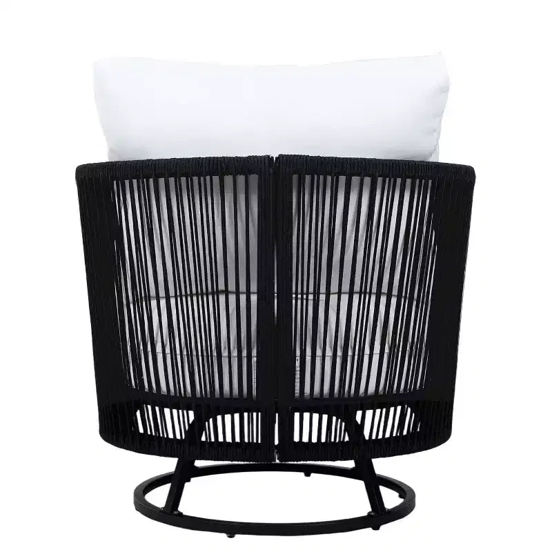Christopher Knight Home Selene Set 2 Pezzi Sedia Girevole in Corda e Legno di Acacia Rustica da Patio con Tavolino in Cemento Leggero