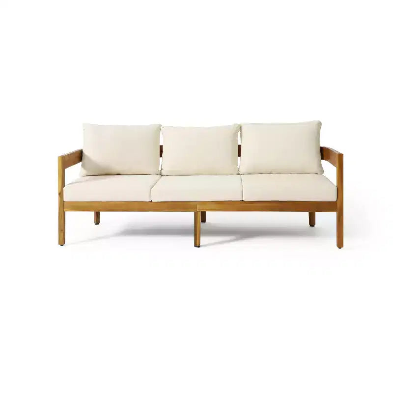 Christopher Knight Home Safira Set da Conversazione da Esterno Rustico in Legno di Acacia a 5 Pezzi con Cuscini Spessi