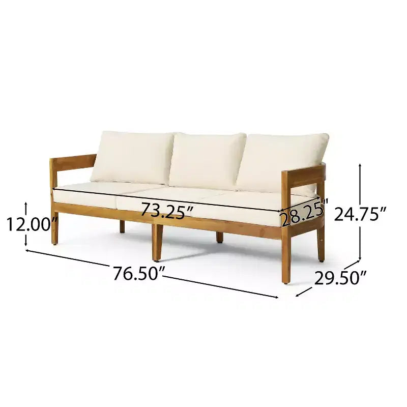 Christopher Knight Home Safira Set da Conversazione da Esterno Rustico in Legno di Acacia a 5 Pezzi con Cuscini Spessi