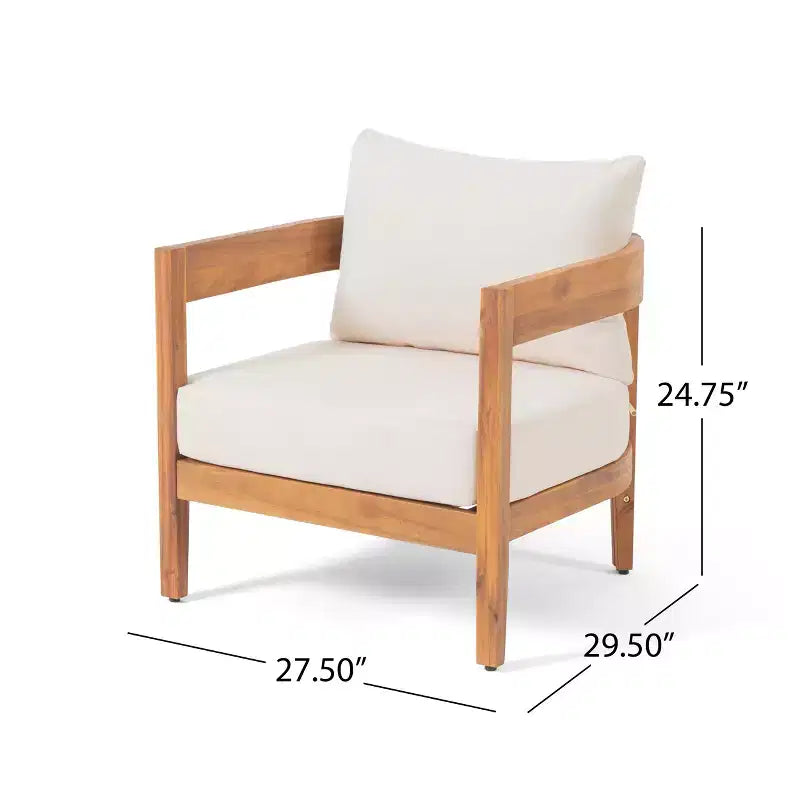 Christopher Knight Home Safira Set da Conversazione da Esterno Rustico in Legno di Acacia a 5 Pezzi con Cuscini Spessi
