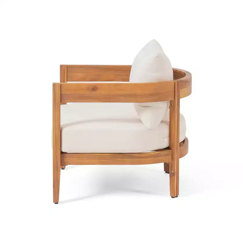 Christopher Knight Home Safira Set da Conversazione da Esterno Rustico in Legno di Acacia a 5 Pezzi con Cuscini Spessi